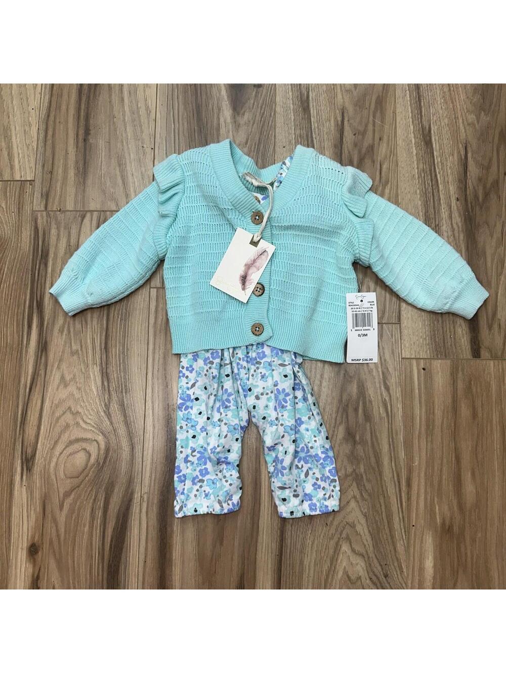 Jessica Simpson Baby Blue Teal Sweater Body Suit 0-3 Months